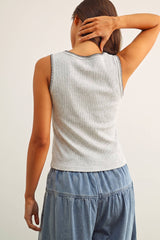 MINI RIBBED KNIT TOP WITH STITCH DETAIL