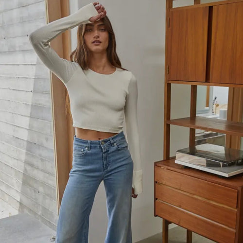 Black Knit Seamless Nylon Spandex Crop