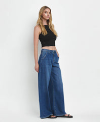 SUPER HIGH RISE PLEATED WIDE JEANS