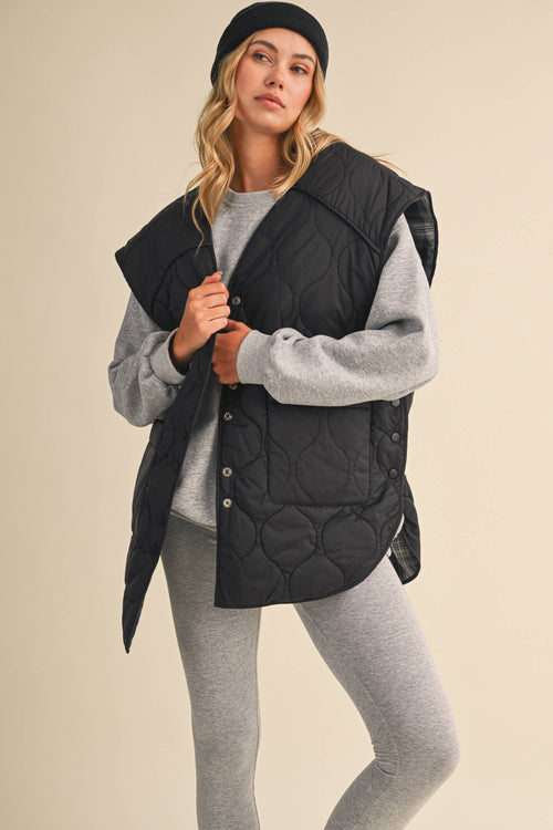 REVERSIBLE OVERSIZED QUILTTED PADDED VEST