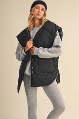 REVERSIBLE OVERSIZED QUILTTED PADDED VEST