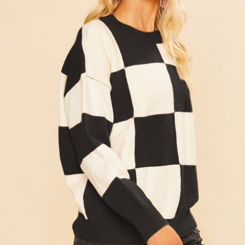 Black Checker Board Sweater