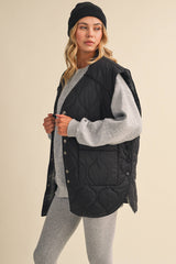 REVERSIBLE OVERSIZED QUILTTED PADDED VEST