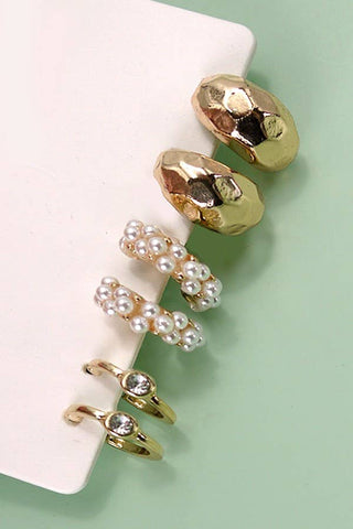 Gold Layered Bangle Set - Mixed Texture Stack | 40B5238
