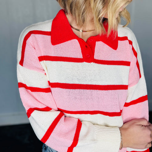 Long Sleeve Stripe Light Weight Sweater