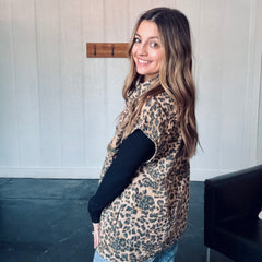 Leopard Denim Oversized Vest