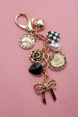 BOW CHECKER HEART FLOWER BAG CHARM