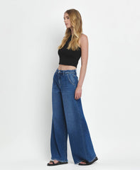 SUPER HIGH RISE PLEATED WIDE JEANS