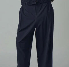 Black Wide-Leg Cropped Utility Pants