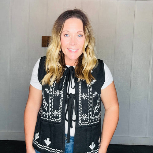 Black Printed Pattern Vest