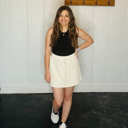 Waist Drawstring French Terry Skort