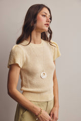 Puff Sleeve Textured Knit Top