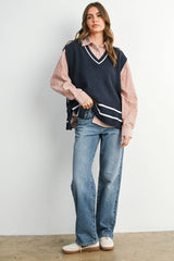 Cropped Striped Button-Up Collared Long Sleeve Top