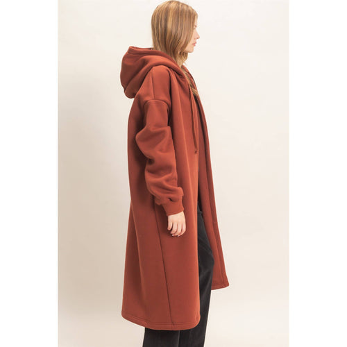 Oversized Hooded Open Front Coat