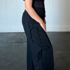 Wide Leg Sweatpants with Side Bow Details