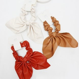 Leather Bow Scrunchie