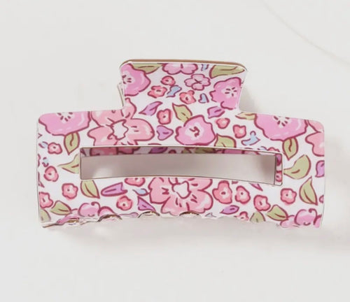 JUMBO FLORAL RECTANGLE HAIR CLAW CLIPS