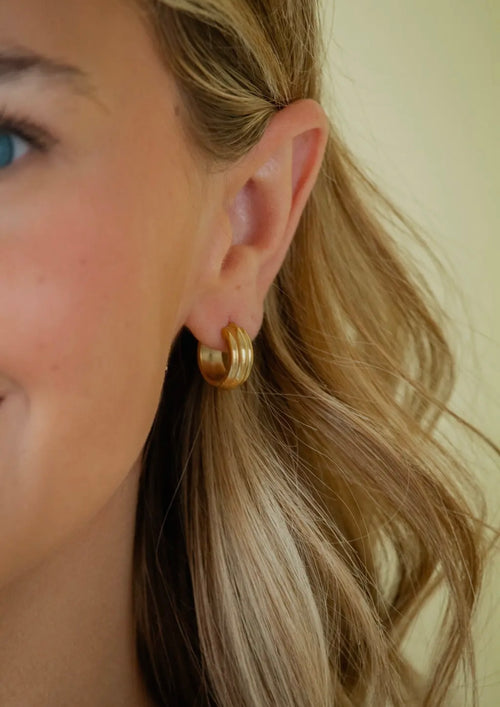 Gold Ridged Hoops