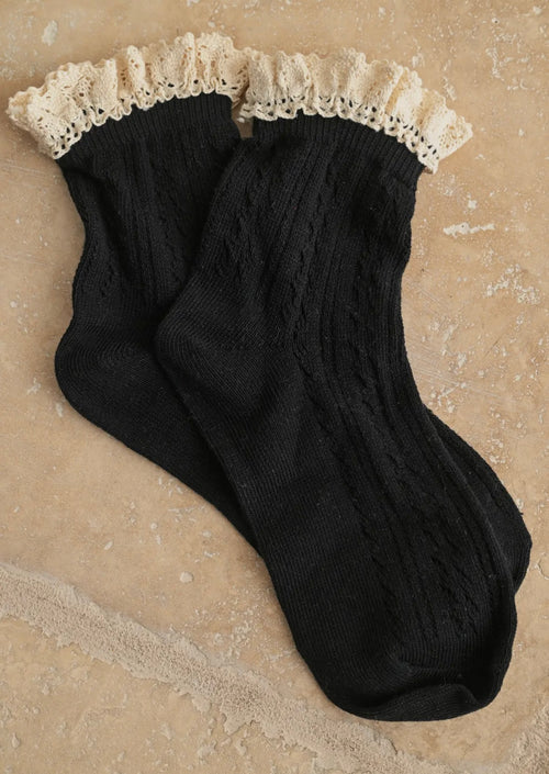 Net Pointelle with Crochet Trim Socks