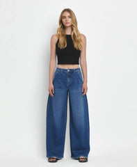 SUPER HIGH RISE PLEATED WIDE JEANS