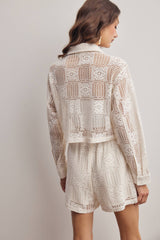 Crochet Lace Button-Front Set