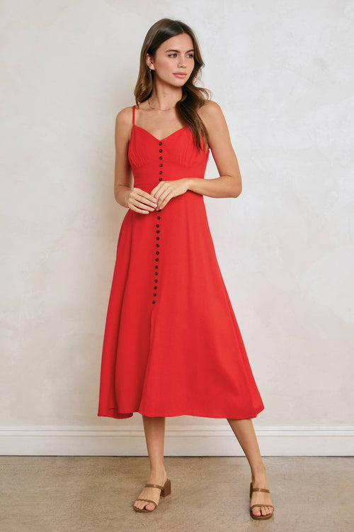 Heaven Sent Button Front Midi Dress