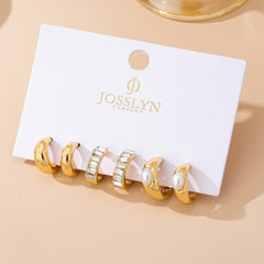 Pearl & Baguette Huggie Hoop Trio Earring Set | 80E61741