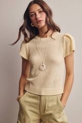 Puff Sleeve Textured Knit Top