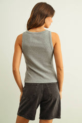ROUND NECK BUTTON DETAIL S/L TOP