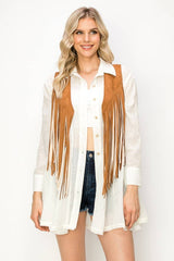 BOHO WESTERN 2TONE FRINGED SUEDE VEST -  6408