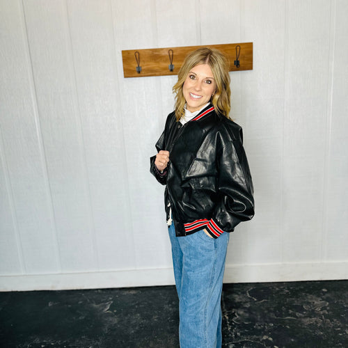 Snap Button Varsity Bomber Jacket