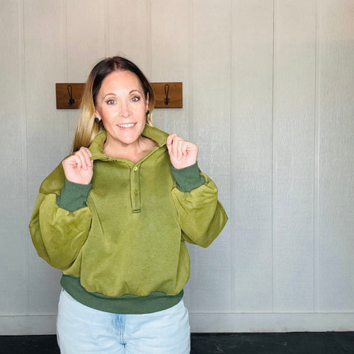 Forest Green Cropped Polo Pullover