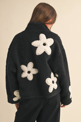 FLORAL SHERPA ZIP UP JACKET