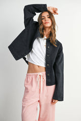 Button-Down Jacket with Shirt Collar and Pockets