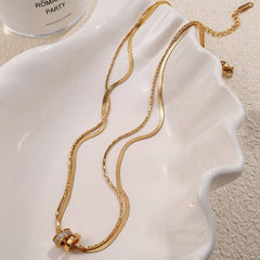 18K STAINLESS STEEL TARNISH FREE LAYERED NECKLACE | 40NK9645