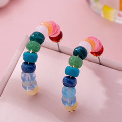 Rainbow Beaded Hoop Earrings | 80E61634