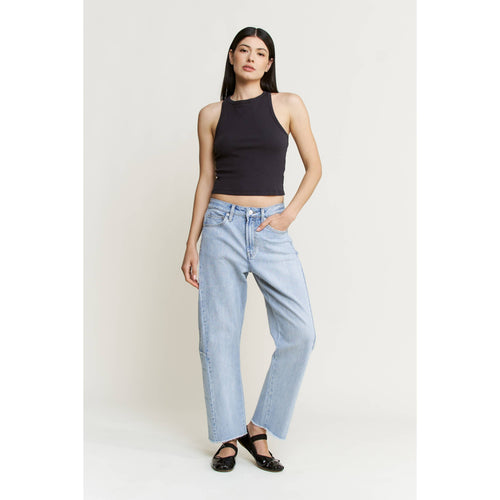 SUPER HIGH BARREL-LEG DETAILING JEANS