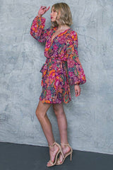 Floral printed woven mini dress