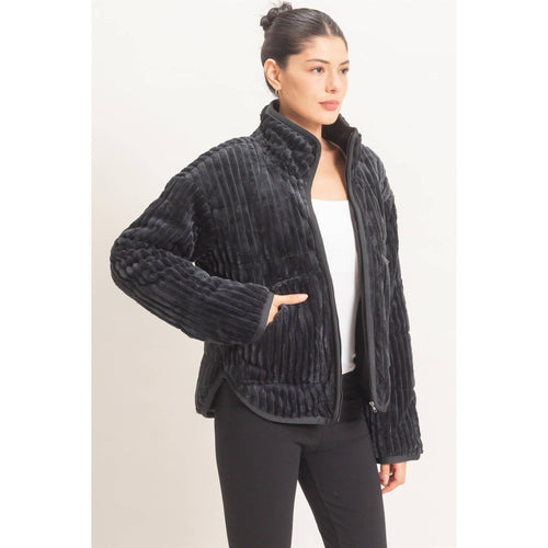 Quilted Corduroy Zip-Up Jacket