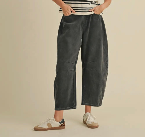 Black Barrel Cotton Pants