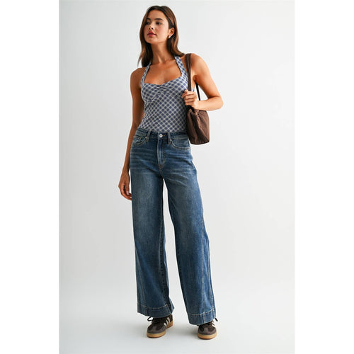 HIGH-RISE WIDE LEG PANEL JEANS