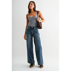 HIGH-RISE WIDE LEG PANEL JEANS