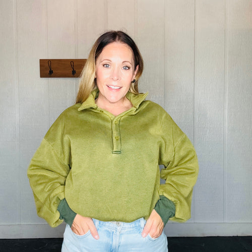 Forest Green Cropped Polo Pullover