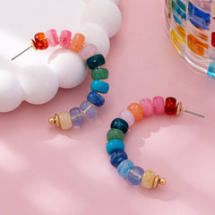 Rainbow Beaded Hoop Earrings | 80E61634