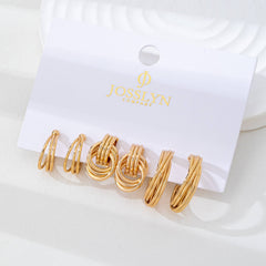 Curated Multi-Line Hoop Earring Set | 80E62143