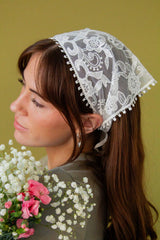 White Lace Tie Bandana