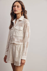 Crochet Lace Button-Front Set