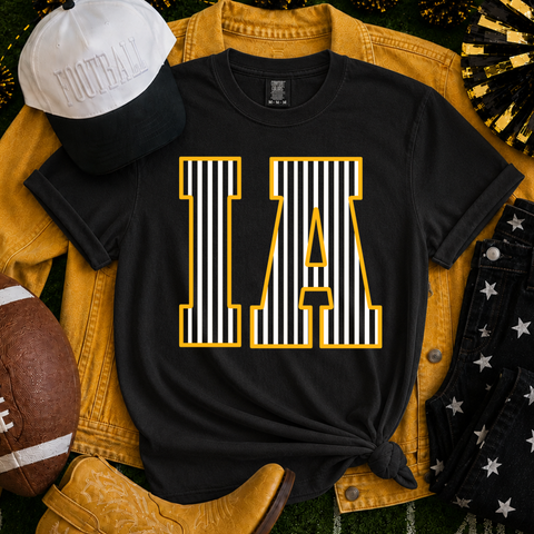Gold/White IOWA Black Tee