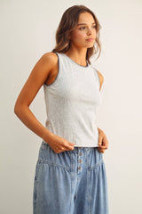 MINI RIBBED KNIT TOP WITH STITCH DETAIL