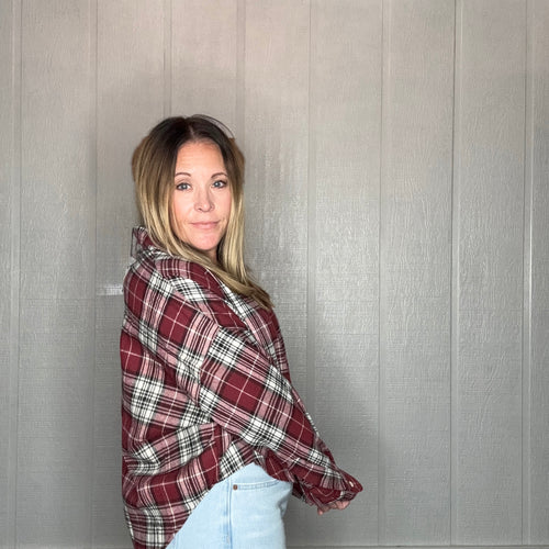 Red Multi Plaid Button Down Shirt